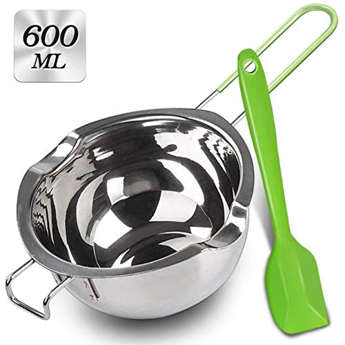Sysmie Stainless Steel Double Boiler with Silicone Spatula Chocloate Metls Pot with Heat Resistant Handle for Melting Chocolate Candy Candle Soap and Wax
