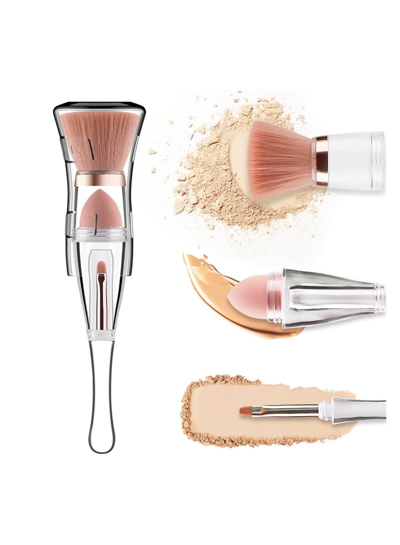SYOSI, 3-In-1 Foundation Brush, Professional Makeup Brushes Set for Face Blush Liquid Powder Foundation, Portable Design Travel Makeup Brushes Set - Image 1