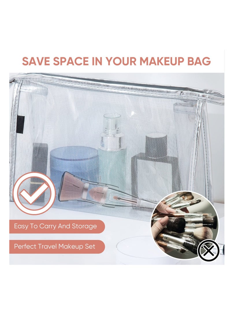 SYOSI, 3-In-1 Foundation Brush, Professional Makeup Brushes Set for Face Blush Liquid Powder Foundation, Portable Design Travel Makeup Brushes Set - Image 5