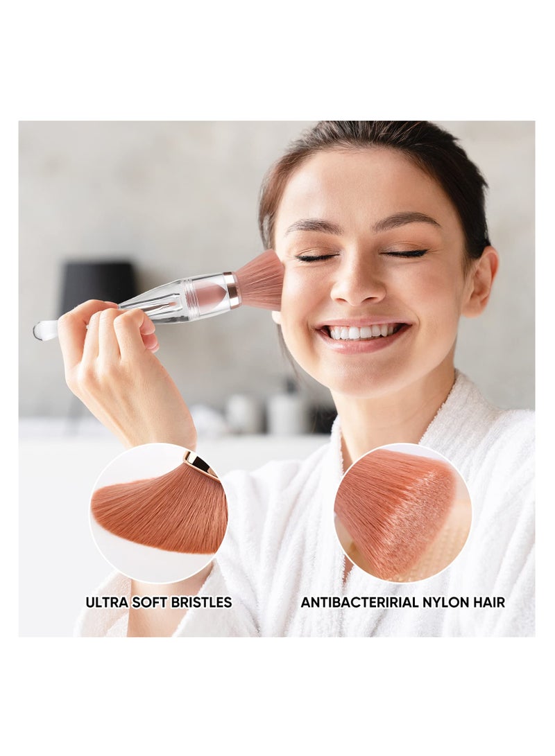 SYOSI, 3-In-1 Foundation Brush, Professional Makeup Brushes Set for Face Blush Liquid Powder Foundation, Portable Design Travel Makeup Brushes Set - Image 4