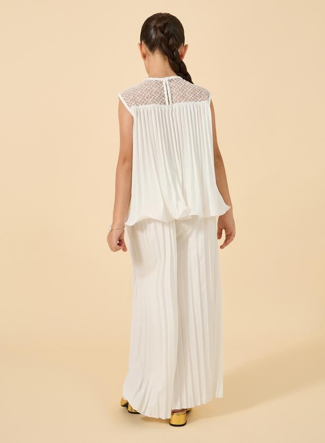 Styli Sleeveless Ruffled Top With Wide Leg Trousers Set - Image 5