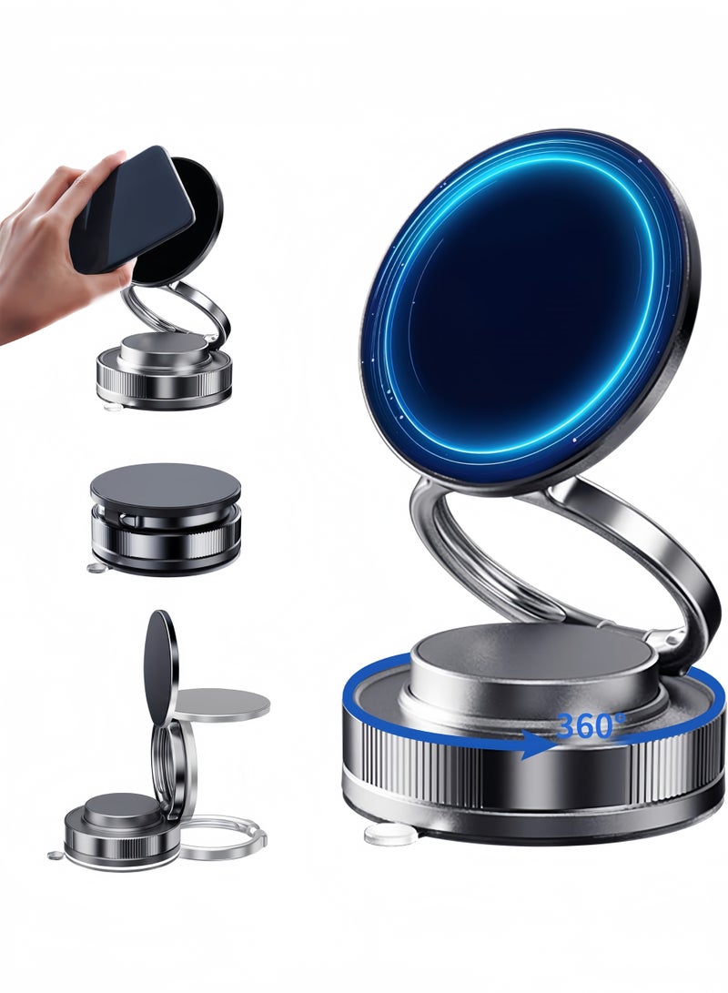 Angola Panda 2025 Upgraded Smart Magnetic Phone Holder (Sleek Black) - Dual Locking Anti-Shake + 360° Rotation + Tri-Fold Metal Base, Strong Magnetic Car/Gym Dual Use, Vacuum Suction for All Vehicle Models - Image 1
