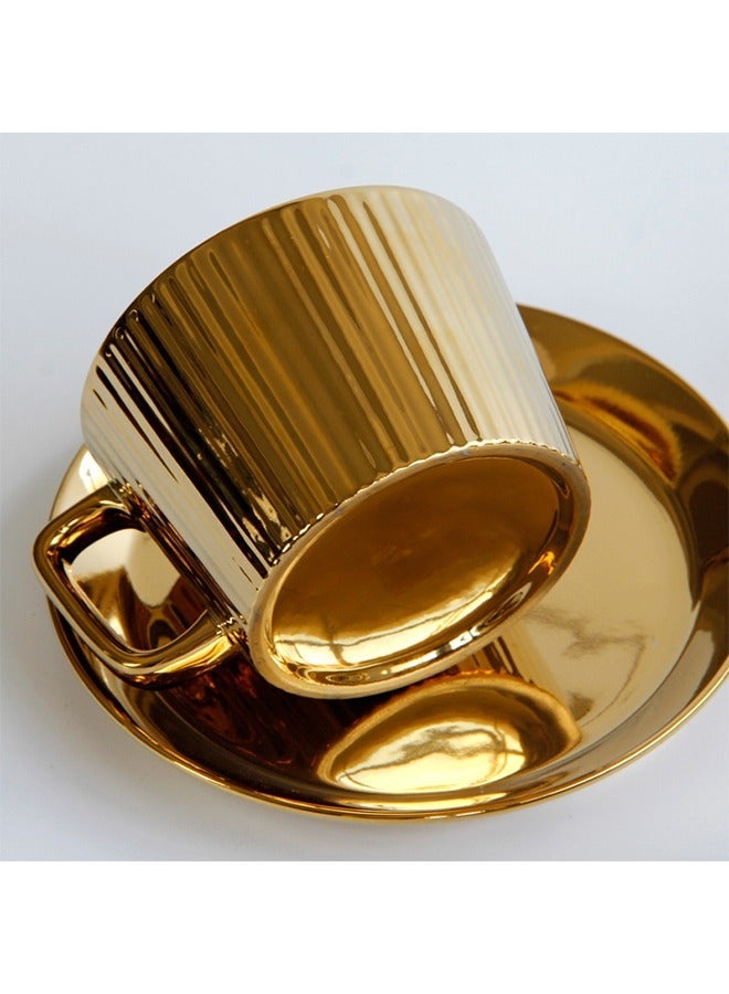 Captaintech Golden Coffee Cup Set Anti-Scald Design High Quality Craftsmanship Family Gatherings/Office Tea Breaks Suitable for Tasting Tea/Coffee/Juice Microwave oven dishwasher not available - Image 3