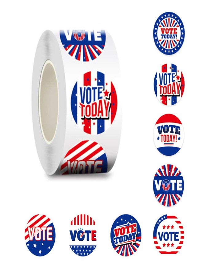 Qpout 500pcs Vote Stickers, 1 Roll I Voted Today Stickers, 1.5 Inch, 8 Styles, Patriotic Vote Decorations - Image 1