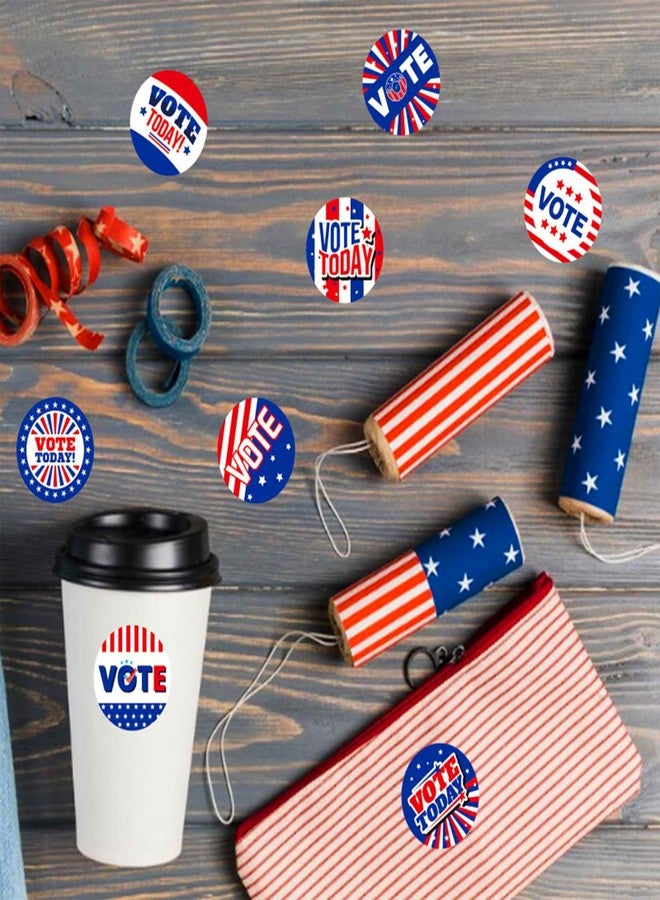 Qpout 500pcs Vote Stickers, 1 Roll I Voted Today Stickers, 1.5 Inch, 8 Styles, Patriotic Vote Decorations - Image 4