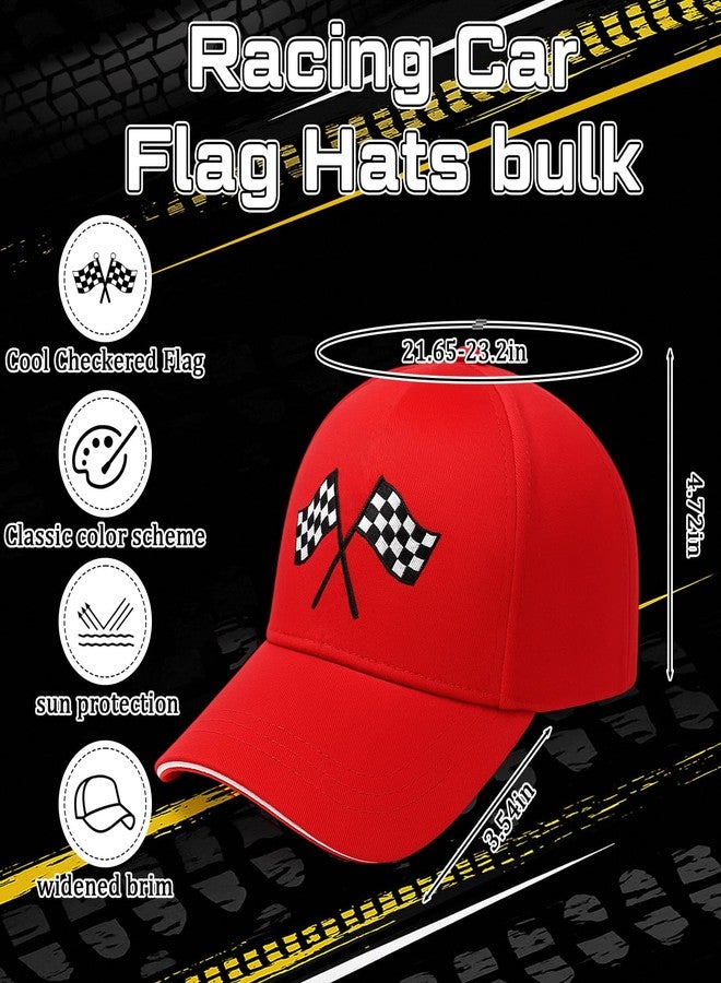Skicuff مجموعة قبعات Skicuff المكونة من 12 قطعة مزينة بأعلام سيارات السباق، مثالية كهدايا للحفلات، قابلة للتعديل، مزينة بأعلام مربعة مطرزة، قبعات بيسبول، قبعات سباق للآباء. - Image 2