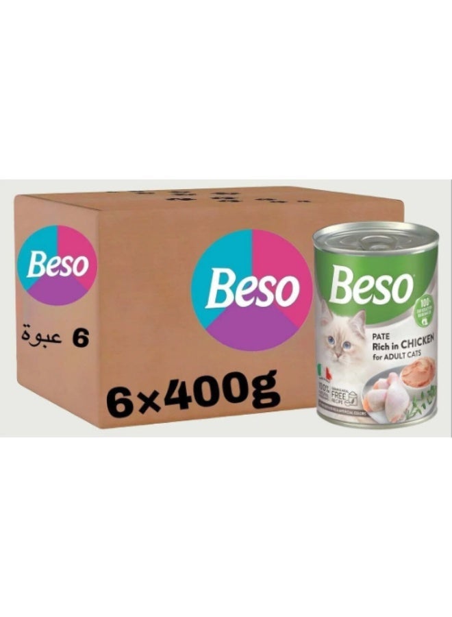 Beso Pate Chicken Canned Food For Adult Cats 6 x 400 gram - Image 3