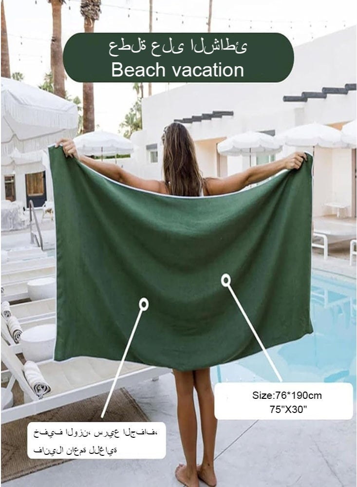 NoorTech Outdoor Magnetic Bath Towel Quick MDry Sand Resistant Beach Towel Magnetic Corners Resistant Suitable for Beach Pool Gym Yoga 76 x 190 cm - Image 3