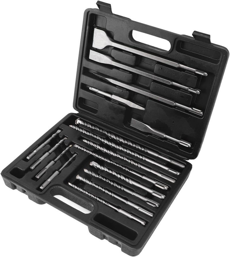 17Pcs Hammer Drill Chisel Bit Set, Electric Rotary Hammer Drill Bits for Concrete and Tile, Alloy Steel Chisels with Storage Box for Masonry Demolition and Home Renovation - Image 4
