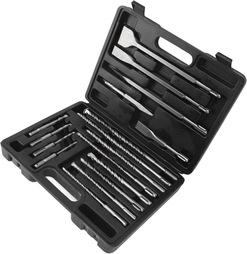 17Pcs Hammer Drill Chisel Bit Set, Electric Rotary Hammer Drill Bits for Concrete and Tile, Alloy Steel Chisels with Storage Box for Masonry Demolition and Home Renovation - Image 5