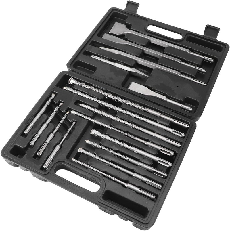 17Pcs Hammer Drill Chisel Bit Set, Electric Rotary Hammer Drill Bits for Concrete and Tile, Alloy Steel Chisels with Storage Box for Masonry Demolition and Home Renovation - Image 3