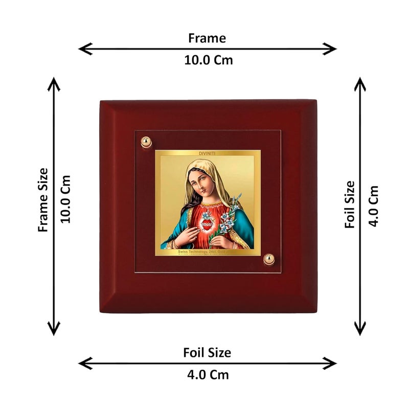 DIVINITI 24K Gold Plated Foil Mother Mary RectangleSquare Wall Photo FrameTable DecorMdf 1A Wooden Wall Photo Frame AndReligious Photo Frame Idol For PrayerGifts Items95Cm X 95Cm - Image 2