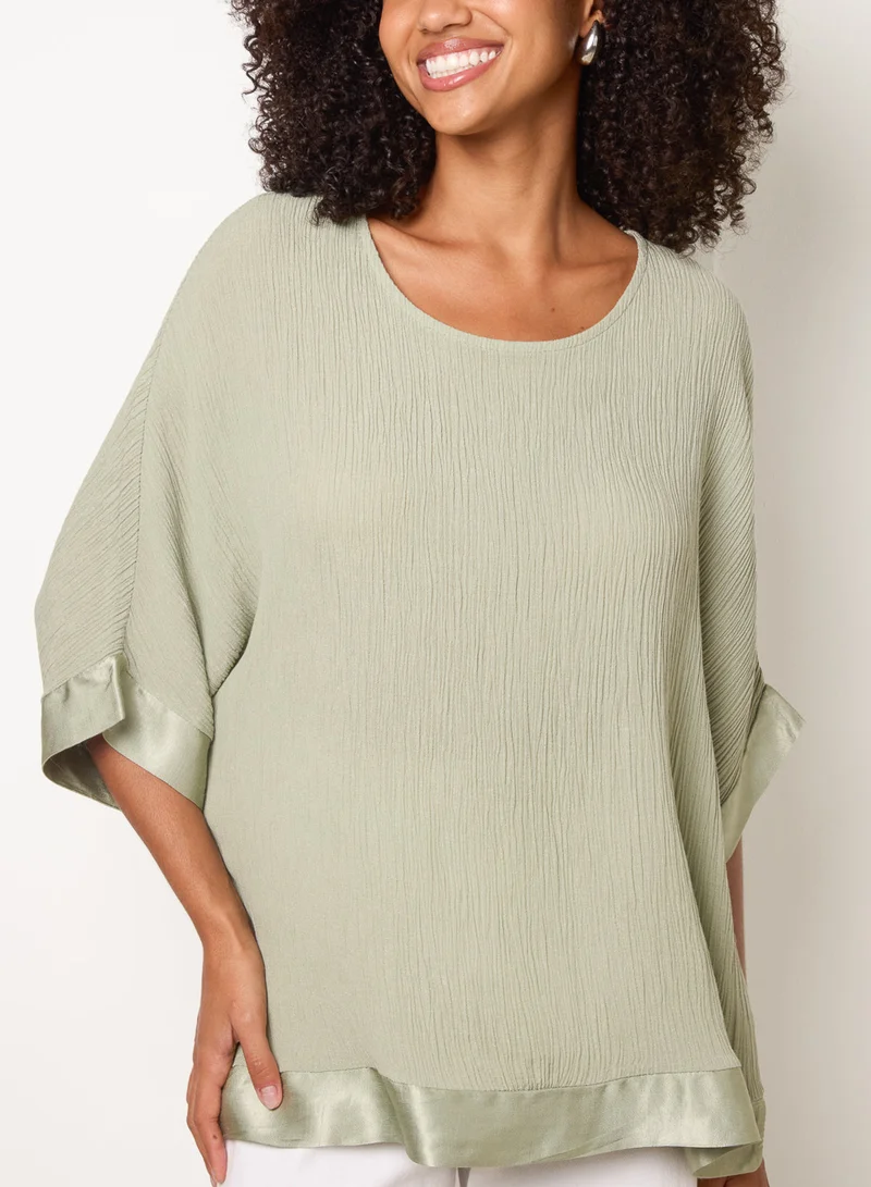 بلو فانيلا Viscose Crinkle Top With Satin Finish