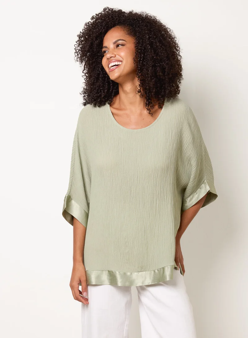 بلو فانيلا Viscose Crinkle Top With Satin Finish