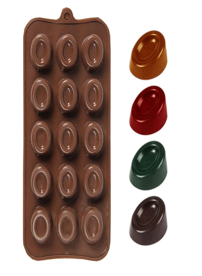 MoldBerry Silicone 15 Cavity Mini Oval Shape Chocolate Mold |Baking Tool for Kitchen Cake Decoration |Baking Mould for Chocolate, Hard Candy, Ice Cubes, Gummy, Chocolate, Toffee (Multicolor - Pk1) - Image 1