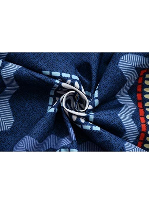 Generic Shree JEE Home Decor Supersoft Cotton Elastic Fitted bedsheet Queen Size 108 108 with 2 Pillow Covers 210 tc Blue Geometrical Fitted  - Image 3