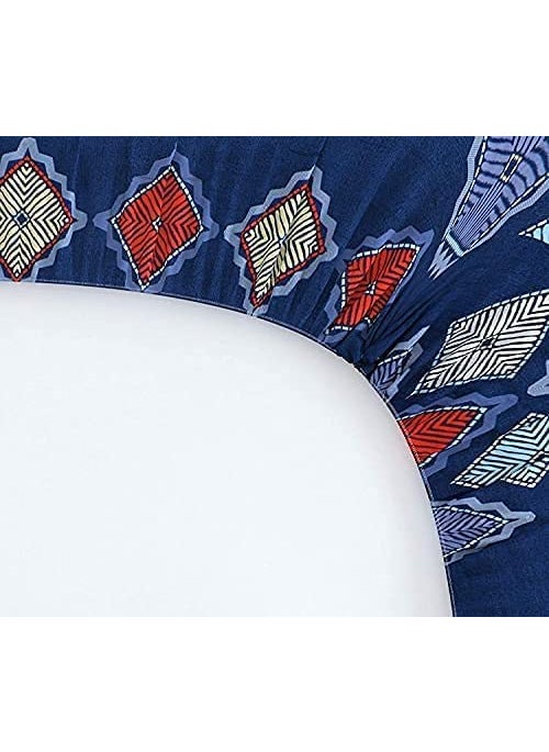 Generic Shree JEE Home Decor Supersoft Cotton Elastic Fitted bedsheet Queen Size 108 108 with 2 Pillow Covers 210 tc Blue Geometrical Fitted  - Image 2