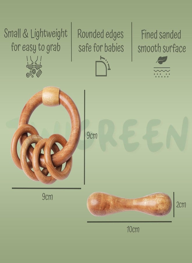 TINIGREEN One Rattle One Dumbbell Shaped Organic Neem Wood Teether Combo for Baby (Pack of 2) - Image 2