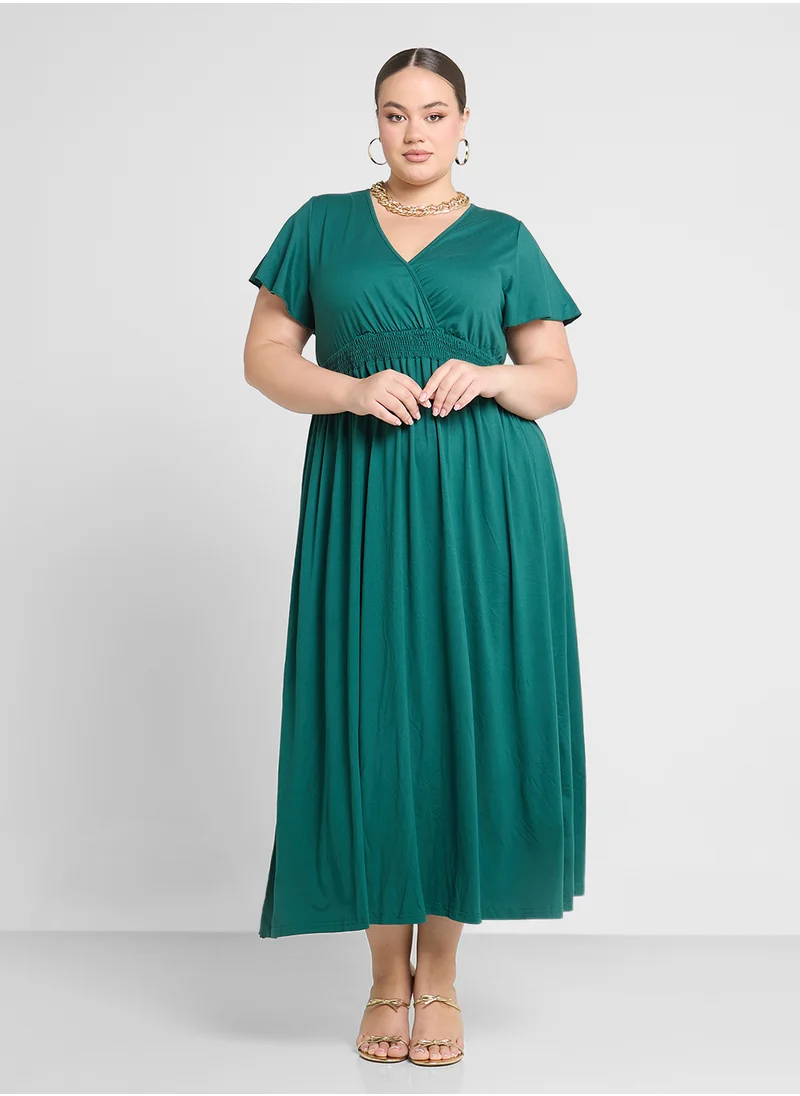 Ginger Plus Wrap Dress With Slit