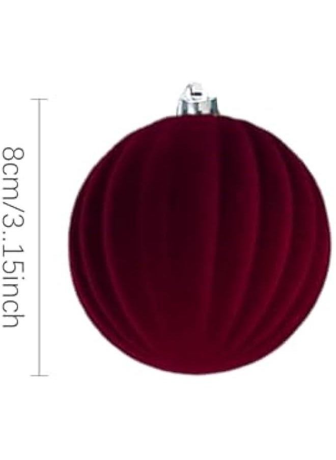 Velvet Balls Tree Decorations, 12 Bulk Flocked Tree Ball Ornaments, Hanging Ornaments Tree Decoration for Holiday Wedding
