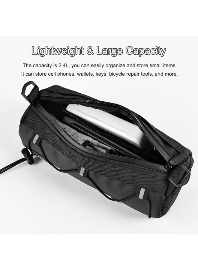 شو وو حقيبة مقود دراجة ذات سعة كبيرة، حقيبة لف مقبض دراجة مقاومة للماء، حقيبة تخزين مقود الدراجة، حقيبة أمامية للدراجة، حقيبة كتف مع حزام كتف قابل للإزالة - Image 3