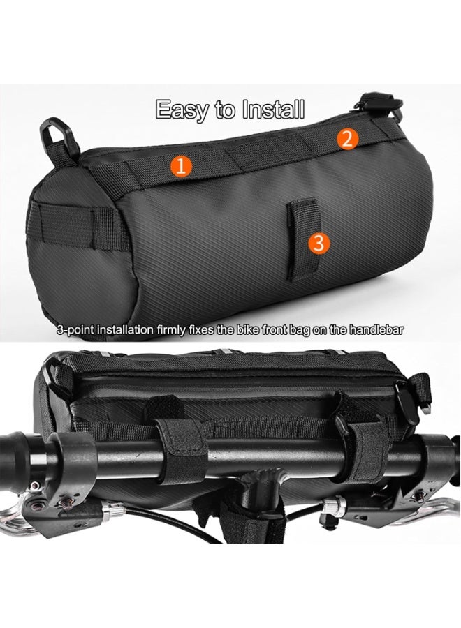 شو وو حقيبة مقود دراجة ذات سعة كبيرة، حقيبة لف مقبض دراجة مقاومة للماء، حقيبة تخزين مقود الدراجة، حقيبة أمامية للدراجة، حقيبة كتف مع حزام كتف قابل للإزالة - Image 5