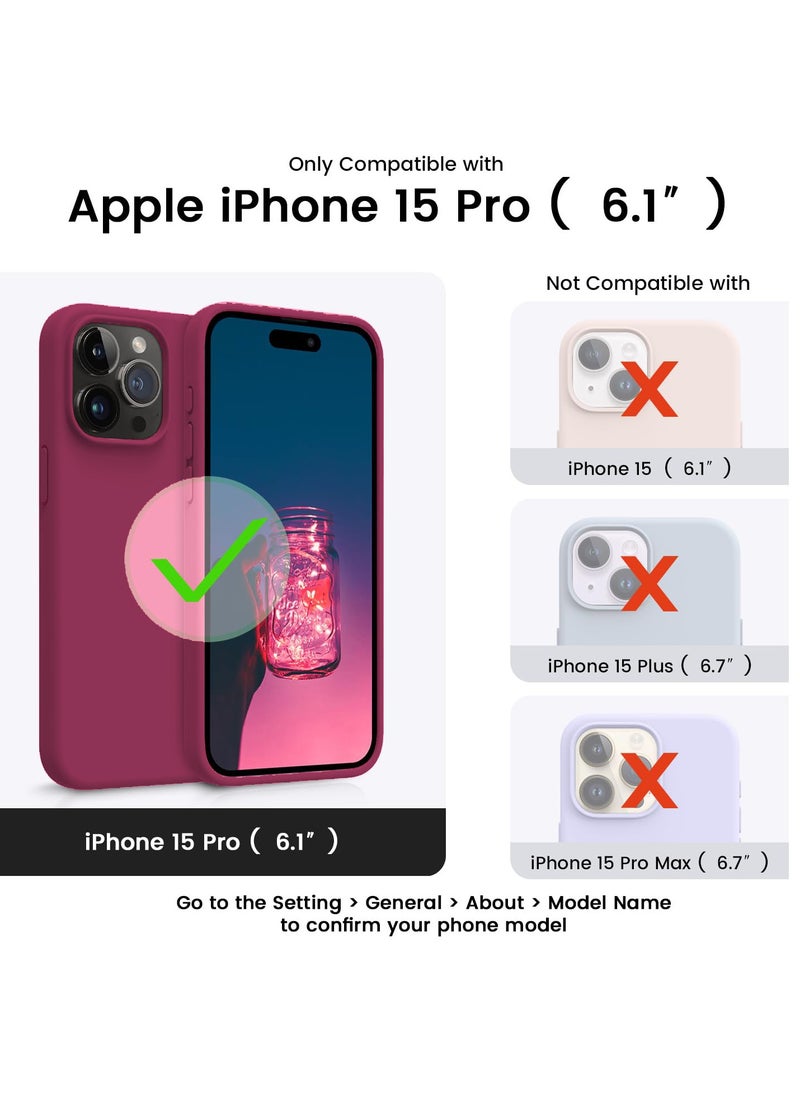 BORTONY iPhone 15 Pro Case Liquid Silicone 3 Layers Full Covered Soft Gel Rubber iPhone 15 Pro Cover Slim Phone Case with Anti-Scratch Microfiber Lining for Apple iPhone 15 Pro 6.1 Inch  - Image 2