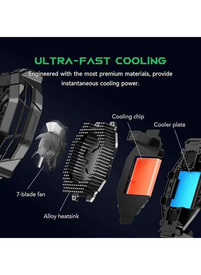 BLACK SHARK - Black Shark Phone Cooler, FunCooler 2 Pro, Gaming Cooling Fan Phone Cooler with RGB Lighting, LED Temperature Display, Sleep Timer, Fan Speed Settings - Image 1