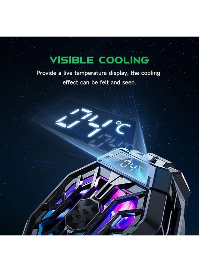 BLACK SHARK - Black Shark Phone Cooler, FunCooler 2 Pro, Gaming Cooling Fan Phone Cooler with RGB Lighting, LED Temperature Display, Sleep Timer, Fan Speed Settings - Image 1