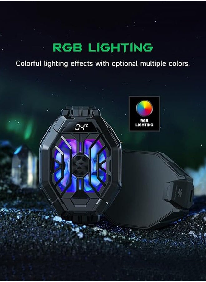 BLACK SHARK - Black Shark Phone Cooler, FunCooler 2 Pro, Gaming Cooling Fan Phone Cooler with RGB Lighting, LED Temperature Display, Sleep Timer, Fan Speed Settings - Image 1