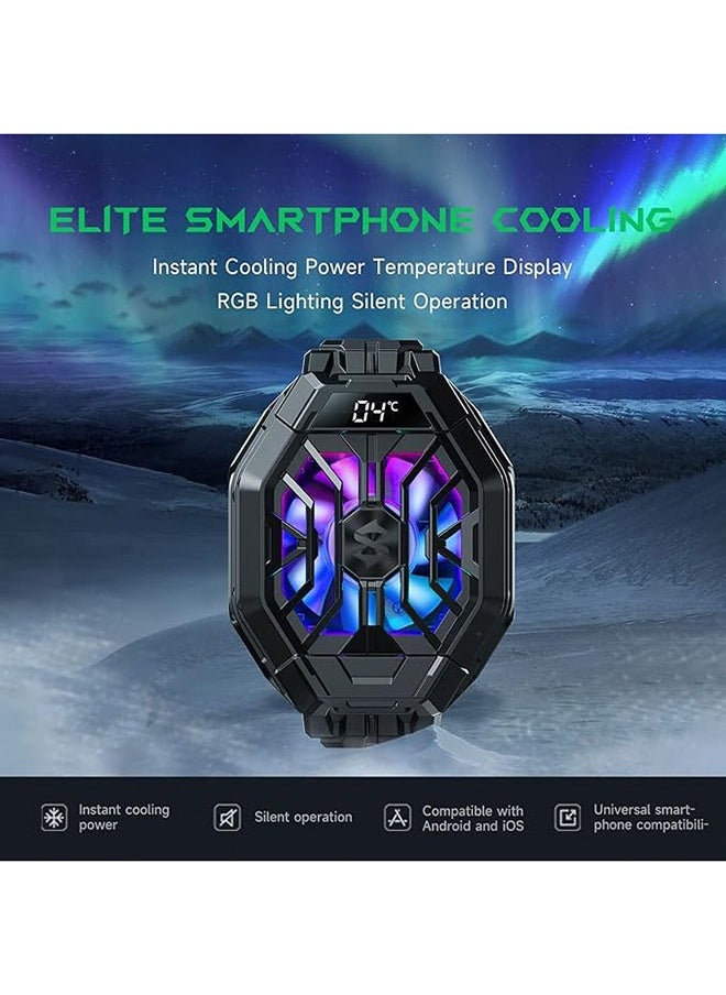 BLACK SHARK - Black Shark Phone Cooler, FunCooler 2 Pro, Gaming Cooling Fan Phone Cooler with RGB Lighting, LED Temperature Display, Sleep Timer, Fan Speed Settings - Image 1