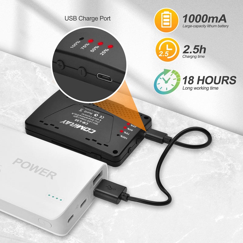 Commlite CM-L50 LED Camera Video Light, 50 LED 5700-6000K Dimmable Mini Panel Light for Smartphones and Cameras, fit for Canon, Sony, Nikon, iPhone, Samsung, Huawei Phones - Image 5