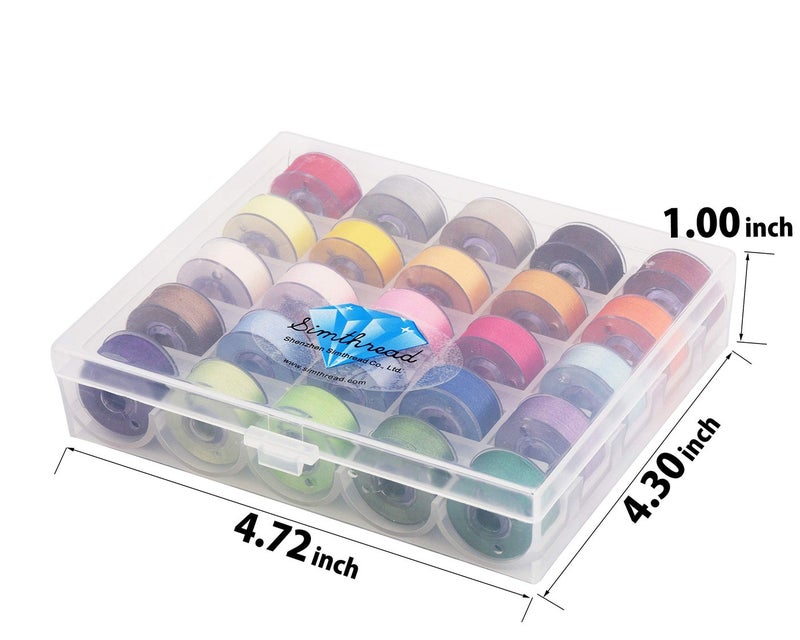 simthread 25pcs Assorted Colors Size A Class 15 (SA156) 60WT Prewound Bobbins Thread with Clear Storage Plastic Box Compatible with Brother Embroidery Thread Sewing Thread Machine DIY - Image 2
