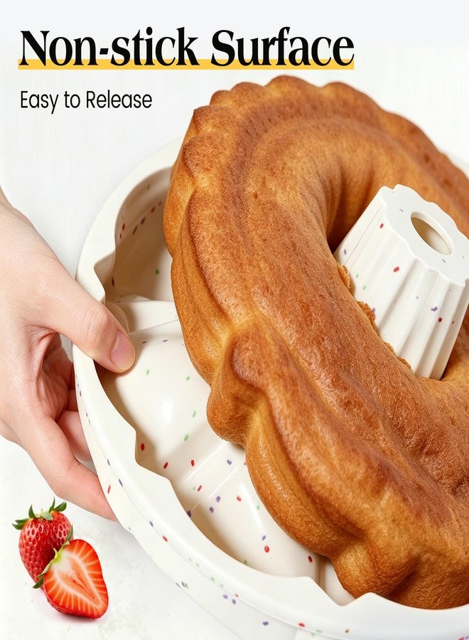 Vinino 9.6" Silicone Fluted Tube Cake Pans with Metal Reinforced Frame, 2 Packs Pound Cake Pan Mold, BPA Free Silicone Cake Pans for Bread, Jello, Gelatin, Flan - Image 5