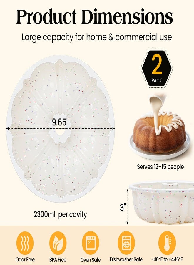 Vinino 9.6" Silicone Fluted Tube Cake Pans with Metal Reinforced Frame, 2 Packs Pound Cake Pan Mold, BPA Free Silicone Cake Pans for Bread, Jello, Gelatin, Flan - Image 4
