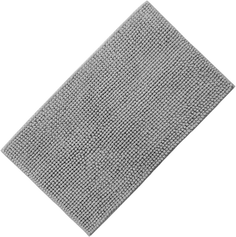 Short Pile Chenille Bathroom Rug 40x60cm Light Grey Water Absorbent Non-Slip Bath Mat for Entryway and Toilet Floor, Washable Absorbent Door Mat for Home Bathroom - Image 1