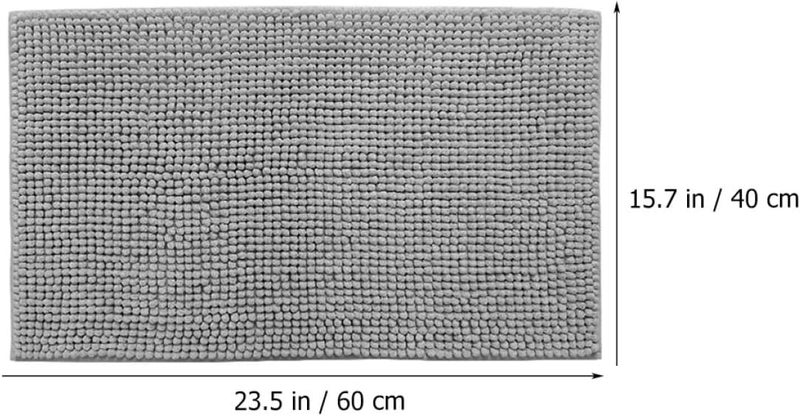 Short Pile Chenille Bathroom Rug 40x60cm Light Grey Water Absorbent Non-Slip Bath Mat for Entryway and Toilet Floor, Washable Absorbent Door Mat for Home Bathroom - Image 3
