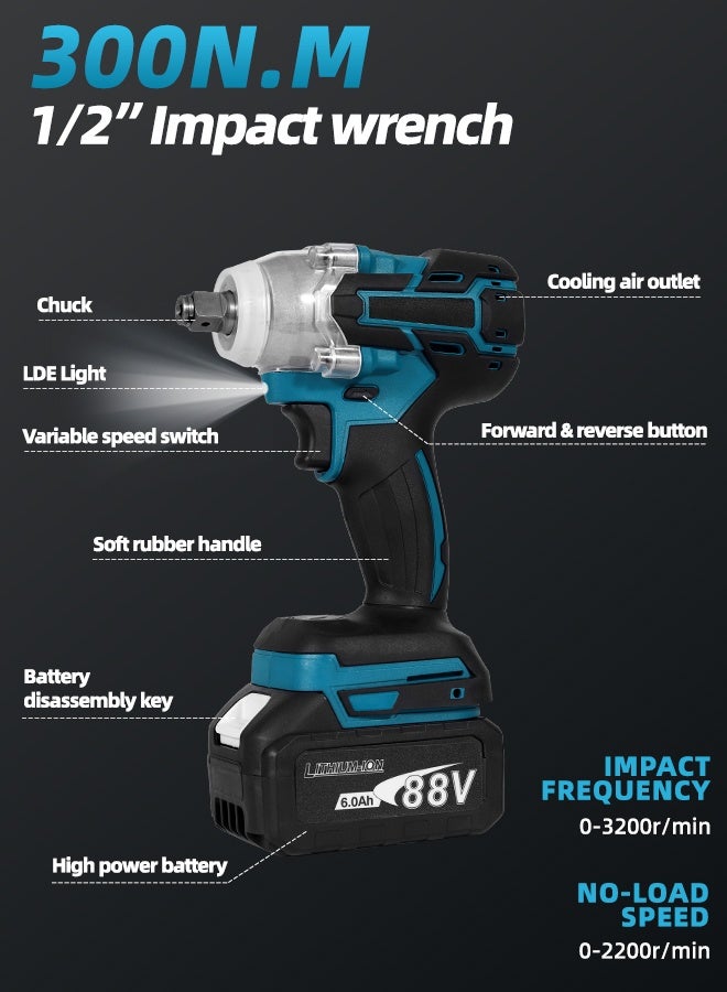 ALongDeng 21V Brushless Cordless Drill and Impact Driver Set 4-Tool Combo Kit with Hammer Drill Impact Wrench Impact Driver Angle Grinder 2 Batteries Fast Charger Electric Power Tools for Wood Metal Concrete - Image 2