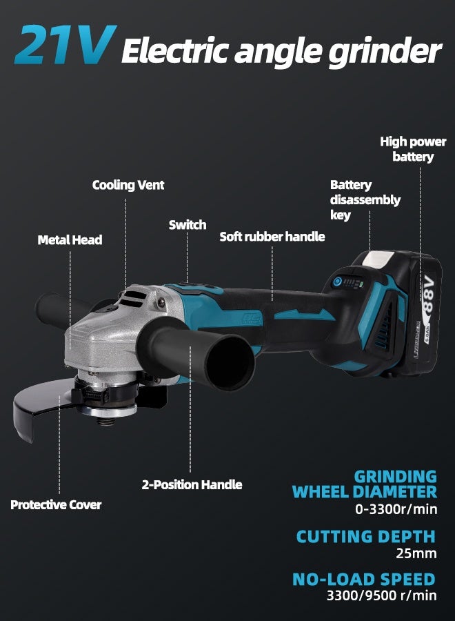 ALongDeng 21V Brushless Cordless Drill and Impact Driver Set 4-Tool Combo Kit with Hammer Drill Impact Wrench Impact Driver Angle Grinder 2 Batteries Fast Charger Electric Power Tools for Wood Metal Concrete - Image 4
