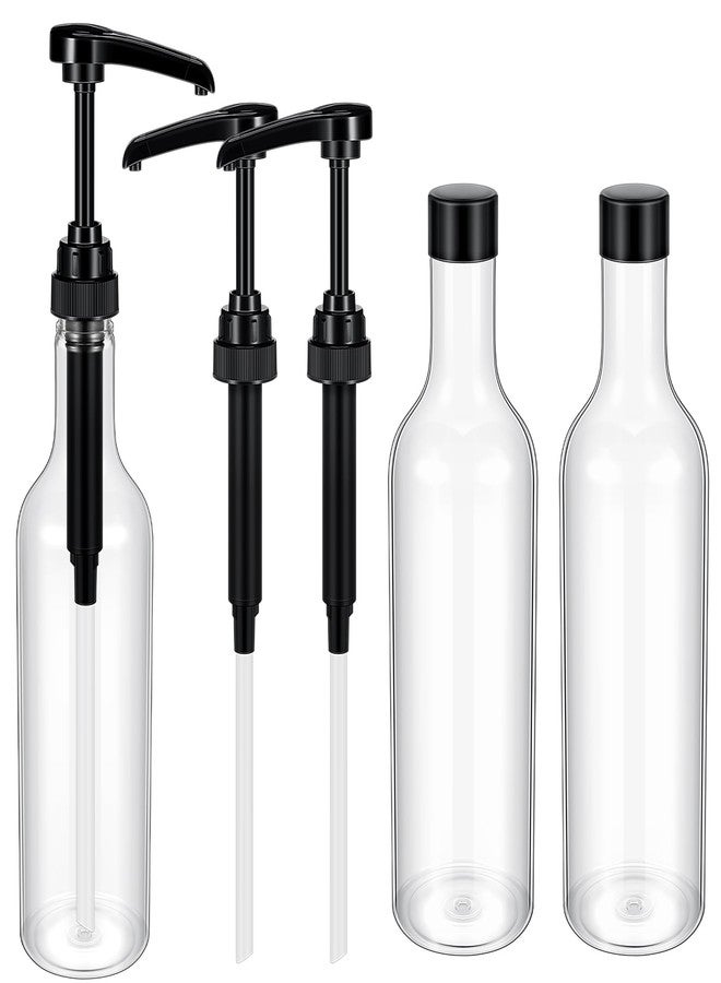 Maxdot 25 oz Syrup Bottles with Pump Long Neck Bottles Plastic Syrup Pump Dispenser for Coffee Bar Accessories Home Party(6 Pcs) - Image 1