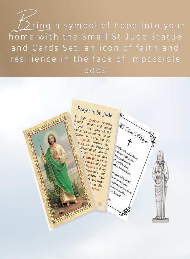 Trendzeen Small St Jude Statue - Laminated St Jude Prayer Card, The Lord's Prayer Card - Mini 3 Inch Pocket Sized San Judas Statue - San Judas Tadeo Estatua, Patron Saint of Hope and Impossible Causes, 3 Items - Image 2
