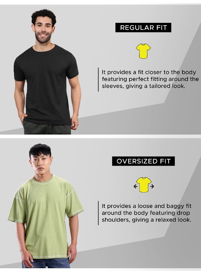 Beyoung Pale Green Contrast Stitch Oversized T-shirt for Men  - Image 4