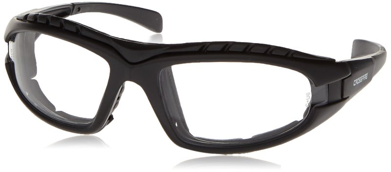 Crossfire 2724AF Diamondback Safety Glass Clear AnitFog Lens Foam Lined Matte Black Frame
