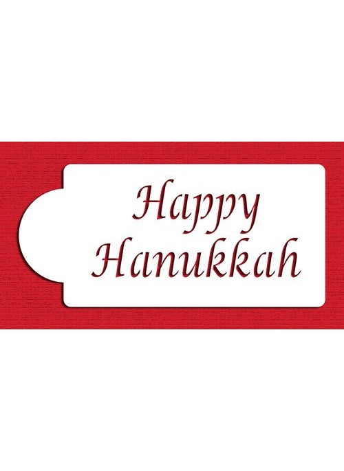 Designer Stencils - Designer Stencils C074 Happy Hanukkah Cake Stencil, Beige/semi-transparent - Image 1