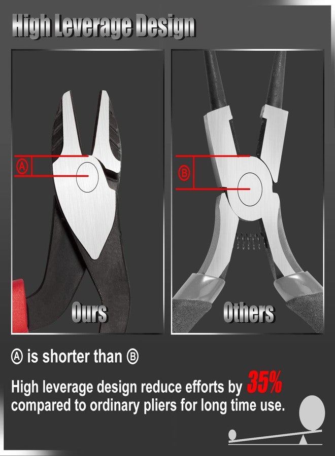 LEONTOOL High Leverage Diagonal Cutting Pliers with Angled Head 7 Inch Wire Cutters Heavy Duty Side Cutting Pliers Professional Hand Tool Saving 35 Percent Labour - Image 3