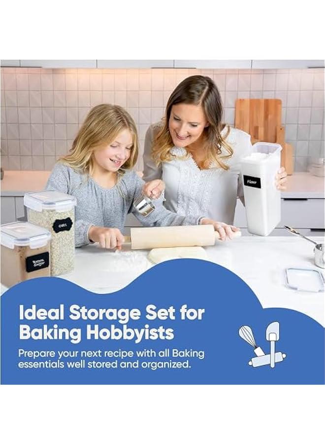 HOOKOR Airtight Food Storage Containers Set, 14 Pack Kitchen Storage Containers with Lids for Flour, Sugar and Cereal, Plastic Dry Food Canisters for Pantry Organization and Storage - Image 5