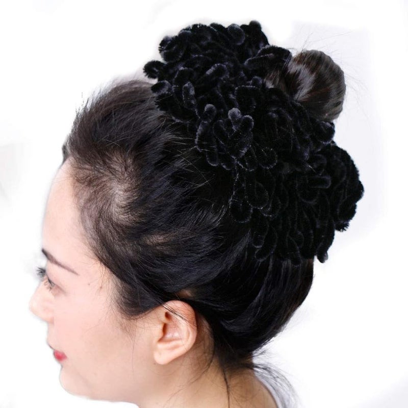 LMVERNA Volumising Hijab Scrunchie Plain Big Hair Ring Tie Bun Clip Hijab Scarf Volumizer Scarf (Black) - Image 2