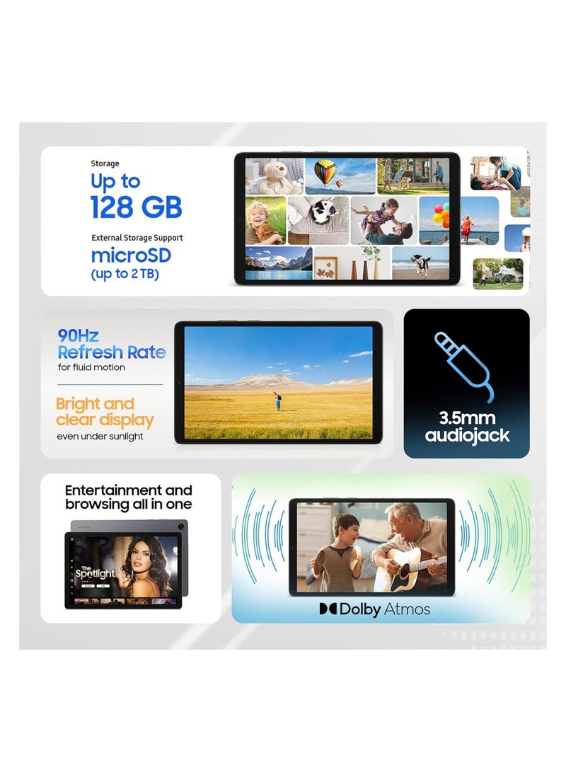 سامسونج جالاكسي تاب A11 بحجم 8.7 إنش (22.05 سم) TFT LCD، 8 جيجابايت RAM، 128 جيجابايت تخزين، واي فاي + LTE، رمادي – SM-X135G - النسخة الهندية - Image 5