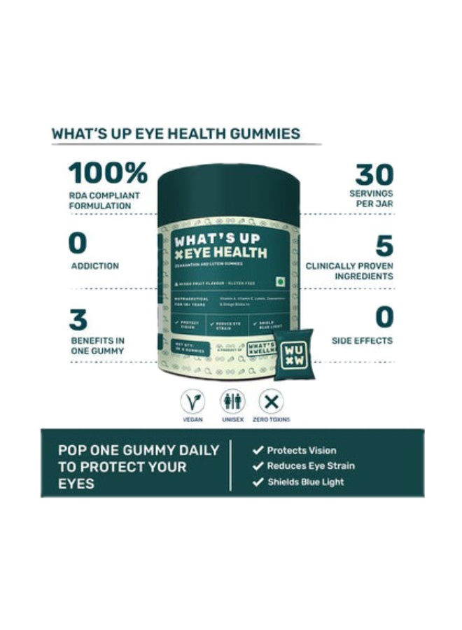 واتس أب حلوى جيلاتينية لصحة العين | زياكسانثين ٤ ملغ يساعد على حماية العين من الضوء الأزرق | مُركّب من فيتامين أ، وفيتامين هـ، واللوتين، والجنكة بيلوبا | عبوة ٣٠ يومًا (٣٠ حلوى جيلاتينية) - Image 4