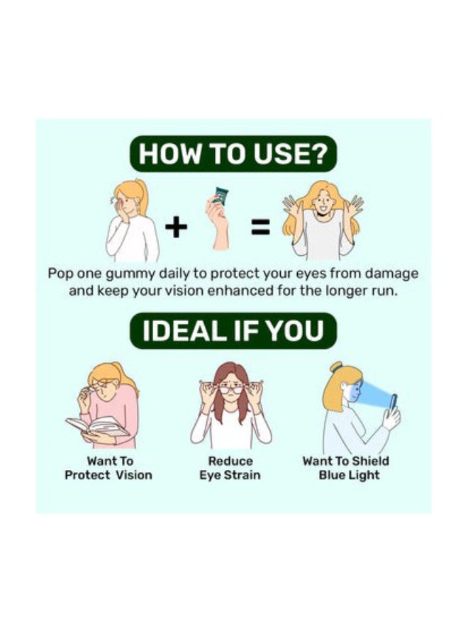 واتس أب حلوى جيلاتينية لصحة العين | زياكسانثين ٤ ملغ يساعد على حماية العين من الضوء الأزرق | مُركّب من فيتامين أ، وفيتامين هـ، واللوتين، والجنكة بيلوبا | عبوة ٣٠ يومًا (٣٠ حلوى جيلاتينية) - Image 5